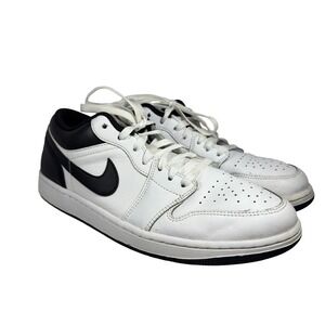 Nike Air Jordan 1 Low White Black Leather Sneakers‎ Men's Size 9